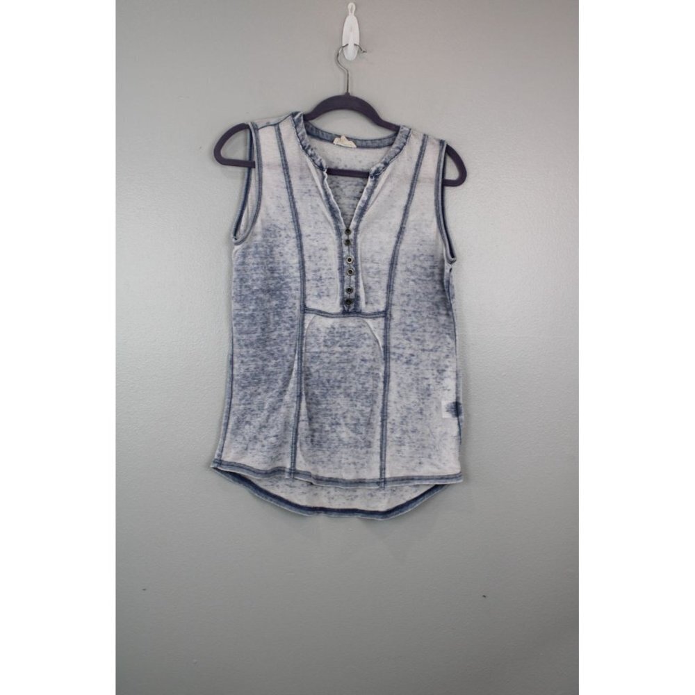 Jane and Delaney Shirt Women's M Blue Sleeveless Burnout Acid Wash Lightweight